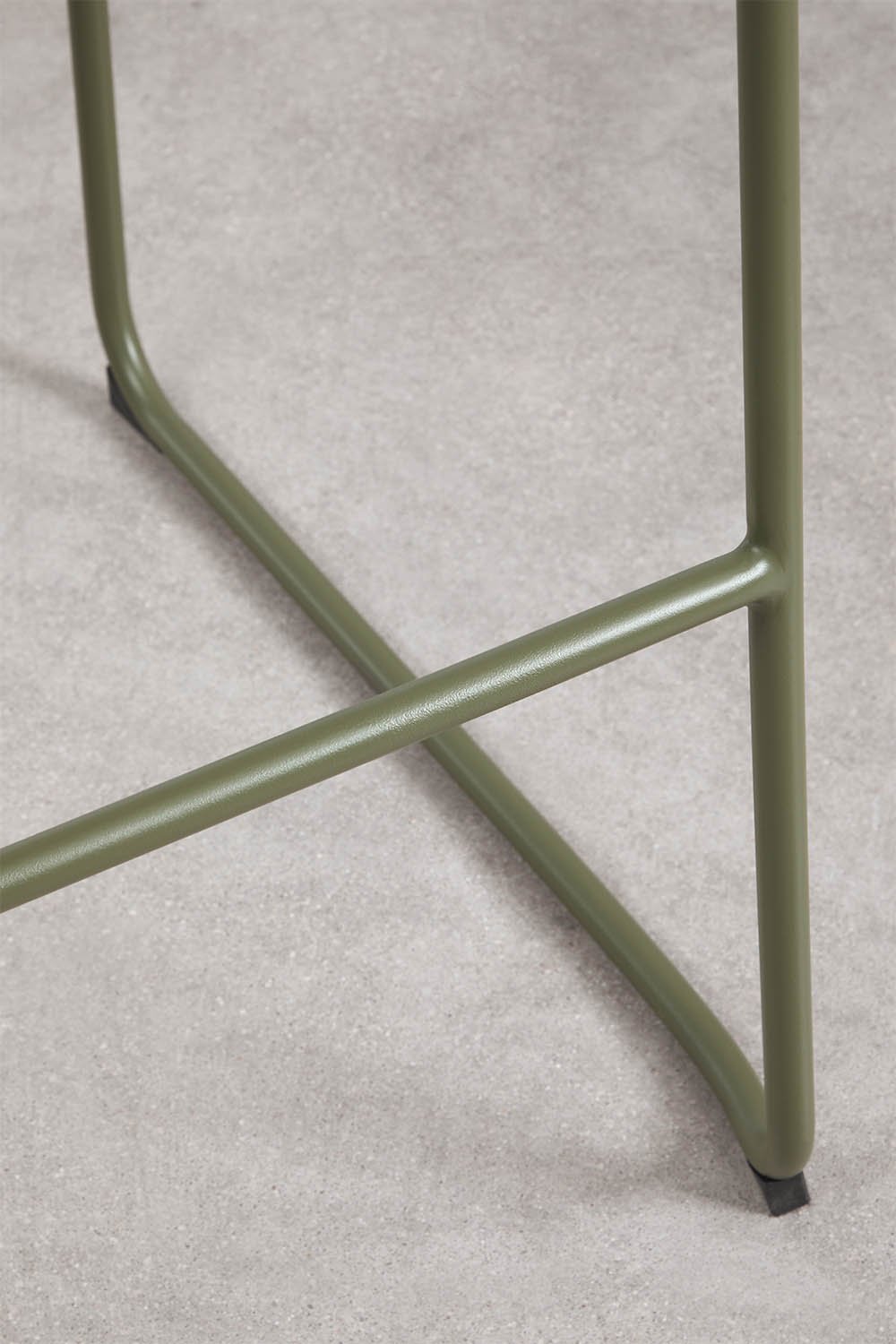 Stackable high garden stool with armrests in synthetic rattan and steel Revia, gallery image 4