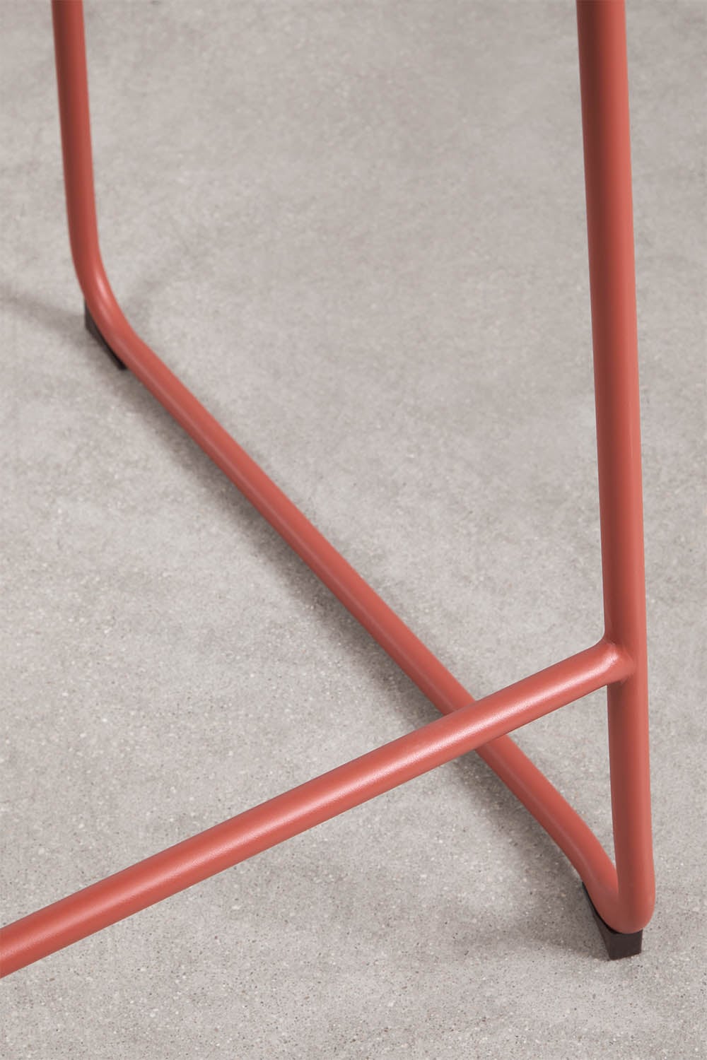 Stackable high garden stool with armrests in synthetic rattan and steel Revia, gallery image 5