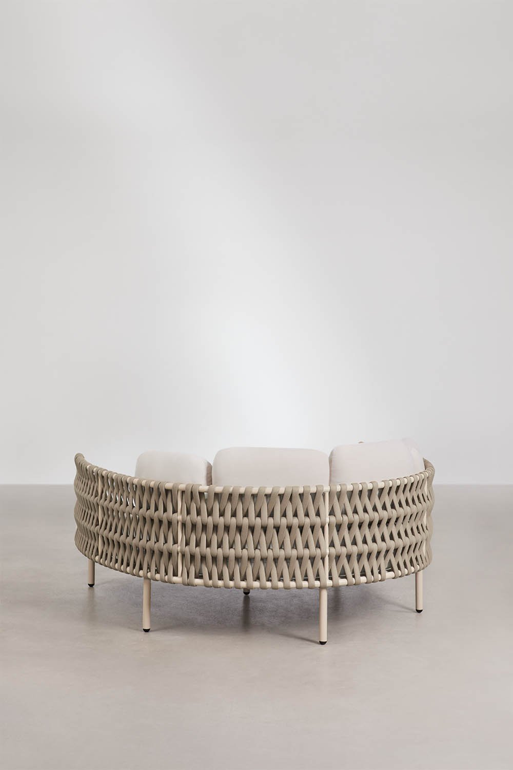 Double sun lounger in aluminum and braided rope with Tevary cushions, gallery image 3