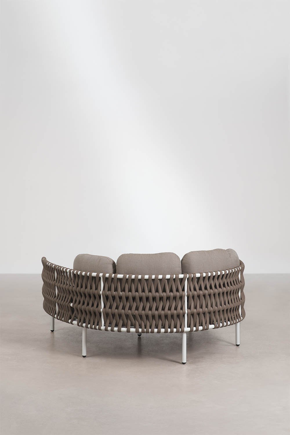 Double sun lounger in aluminum and braided rope with Tevary cushions, gallery image 5