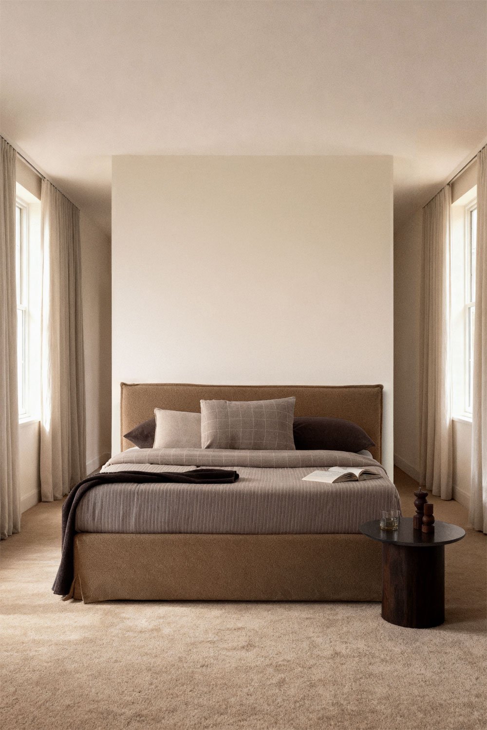 Upholstered bed with lift-up storage base Lorea, gallery image 1