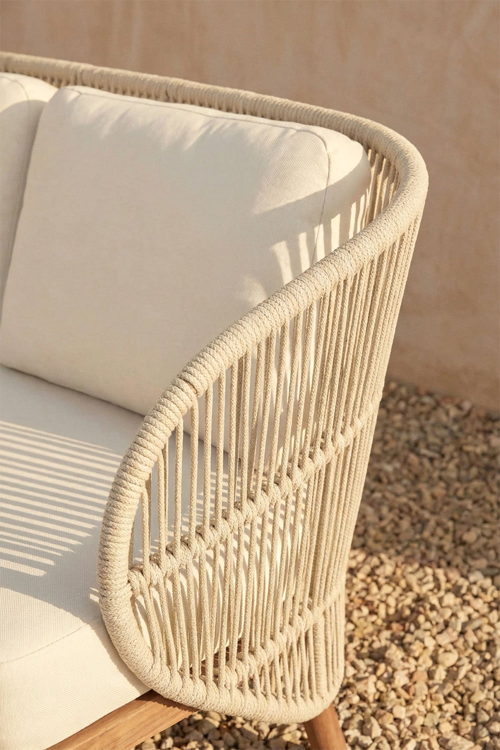 Garden set with 2-seater sofa, 2 Capri armchairs, and round coffee table Ø75 cm in Layana cement, gallery image 2