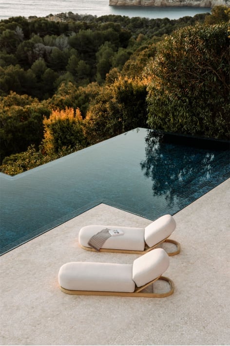 Verona acacia wood reclining sun lounger