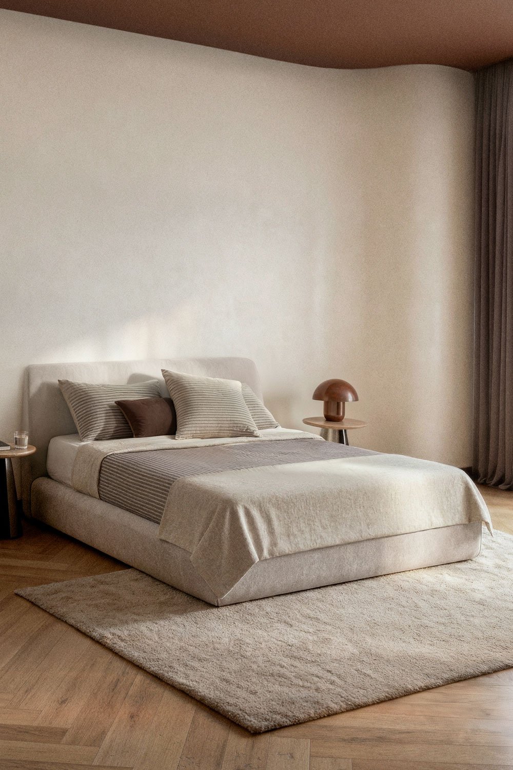 Norena upholstered bed with lift-up storage base, gallery image 1