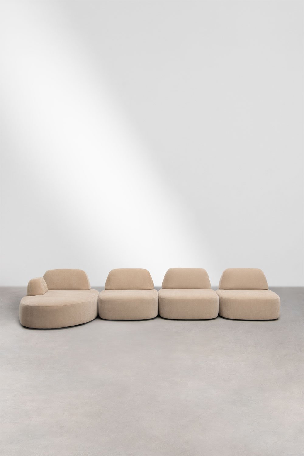 Left 4-piece modular chaise longue sofa upholstered Giorgia, gallery image 5