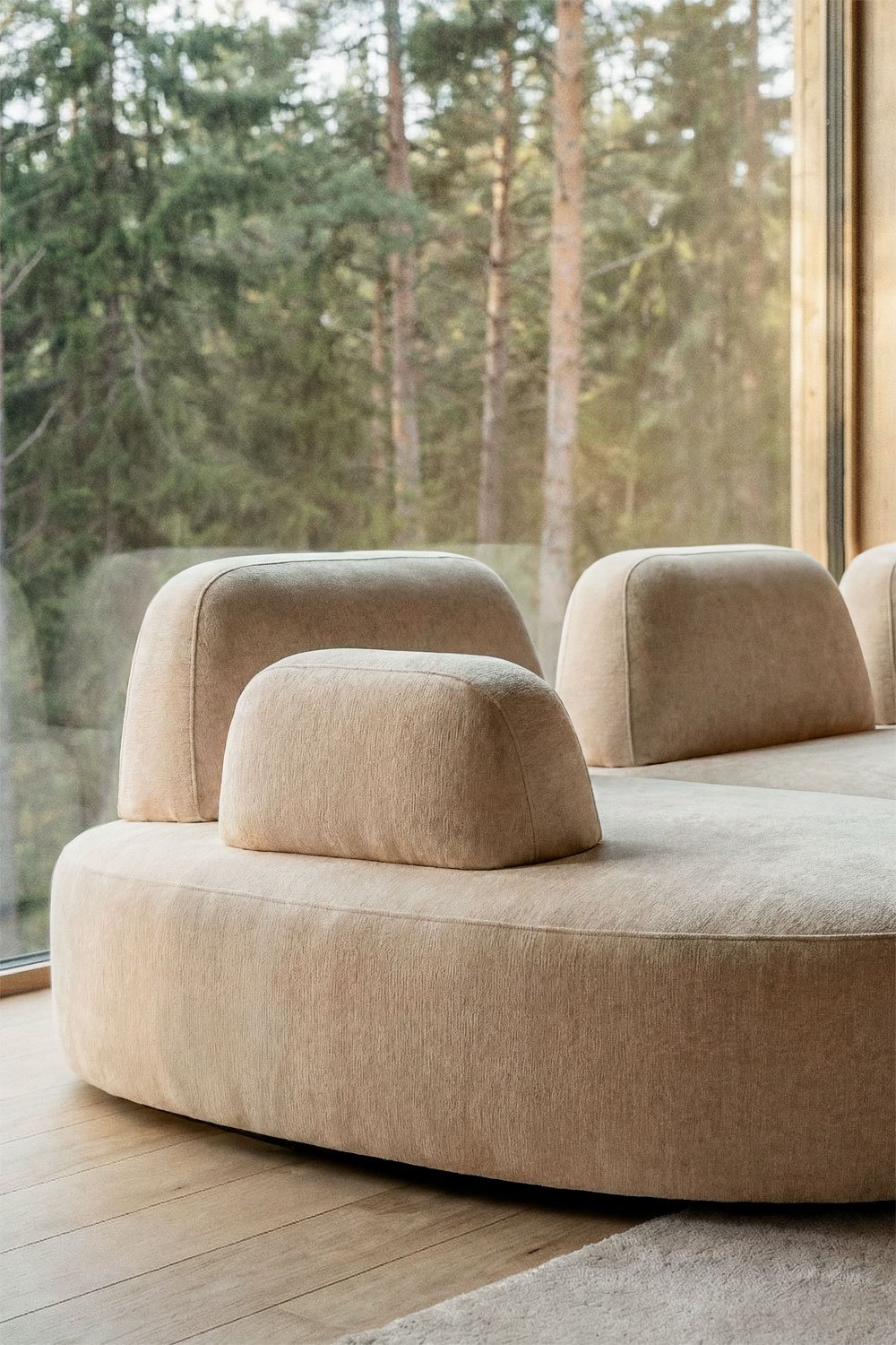 Left modular 3-piece chaise longue sofa with upholstered Giorgia ottoman, gallery image 2