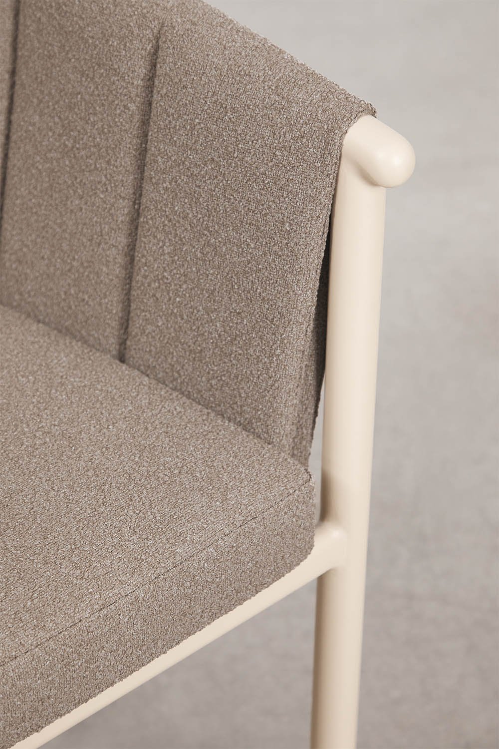 Boleni dining chair with armrests in bouclé and aluminum, gallery image 4