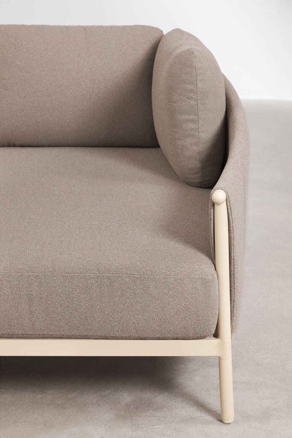 Double sun lounger in bouclé and aluminum with Boleni cushions, gallery image 4