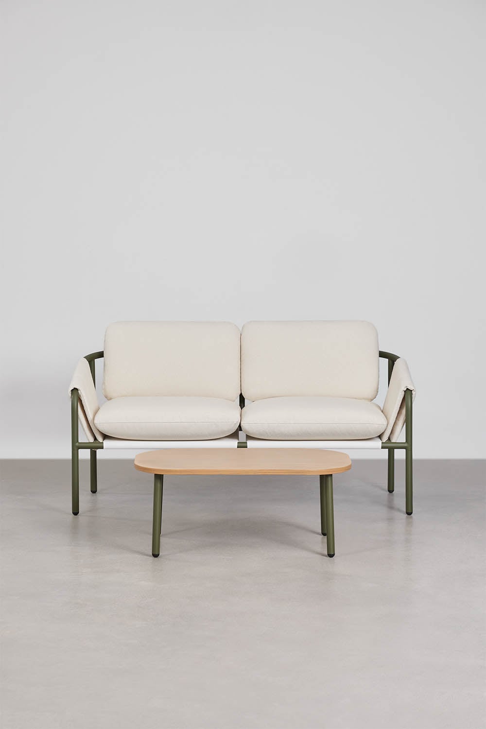 Zunika garden set with 2-seater upholstered sofa and steel coffee table, gallery image 3