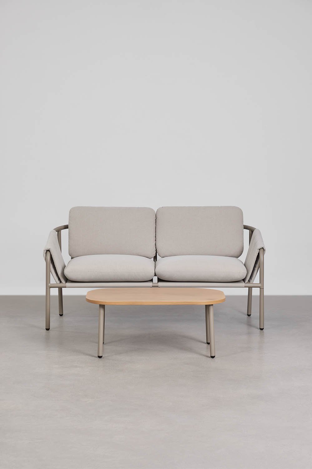 Zunika garden set with 2-seater upholstered sofa and steel coffee table, gallery image 3