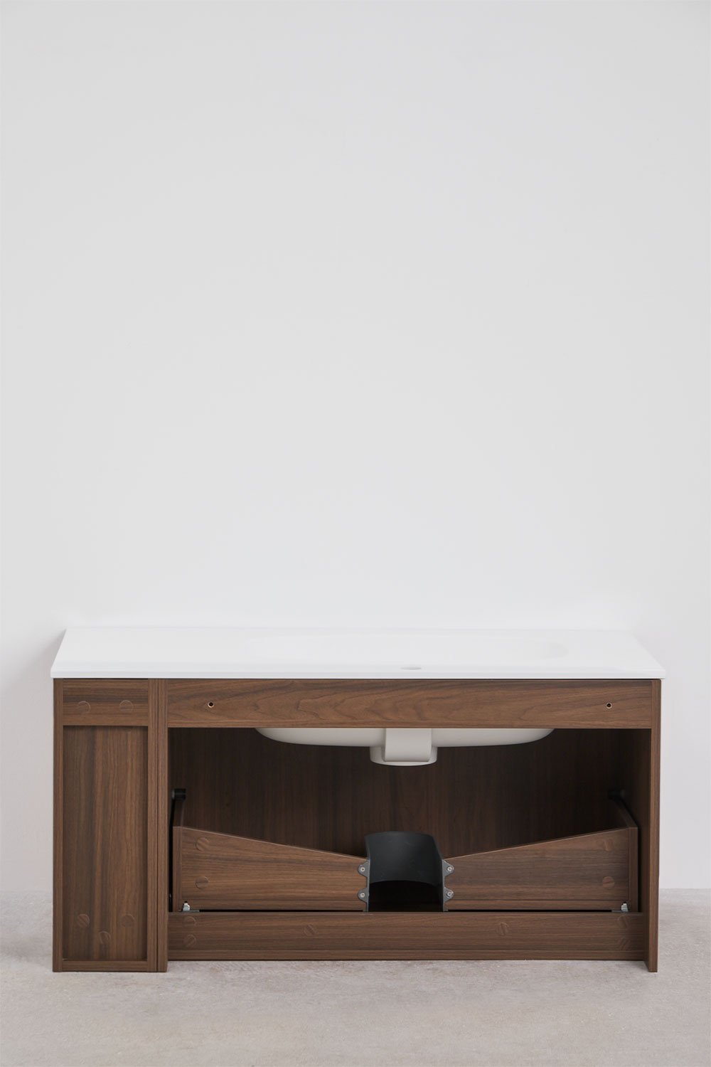 Suspended 100x50 cm wooden bathroom furniture set with integrated sink Endika, gallery image 7