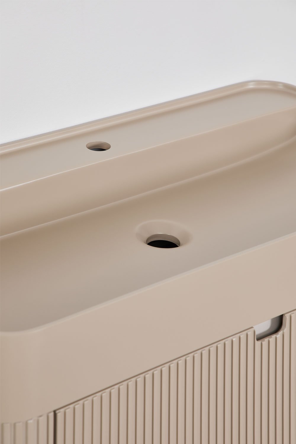 Suspended 80x40 cm wooden bathroom furniture set with integrated Saioa sink, gallery image 3