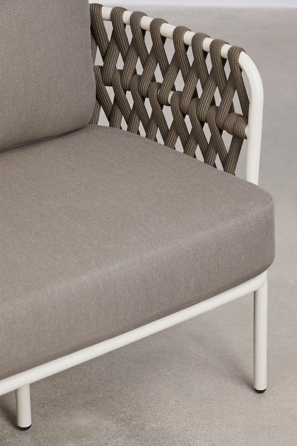 Tevary 3-seater garden sofa in aluminum and braided rope, gallery image 2