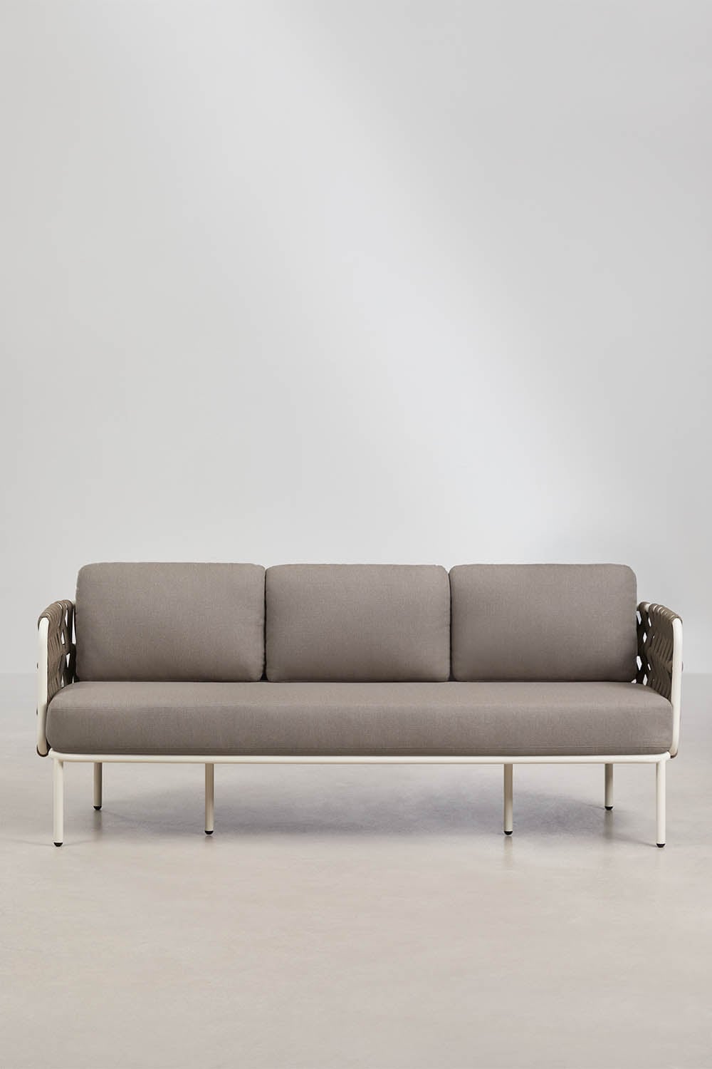 Tevary 3-seater garden sofa in aluminum and braided rope, gallery image 4