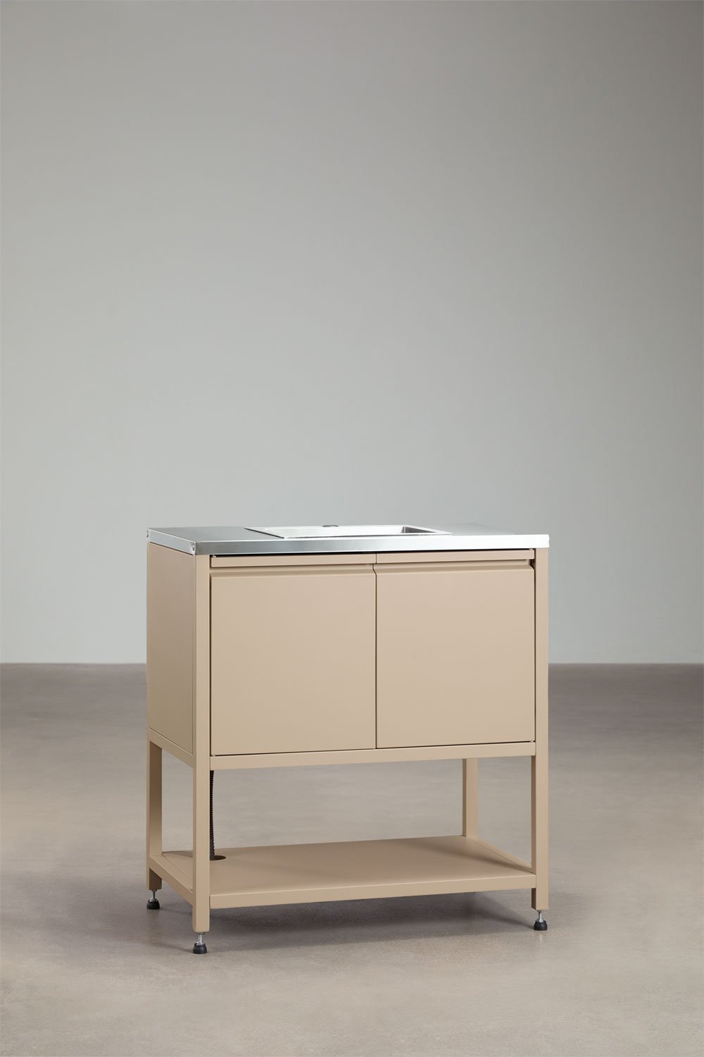 Outdoor modular kitchen storage module with sink in Savona steel, gallery image 1