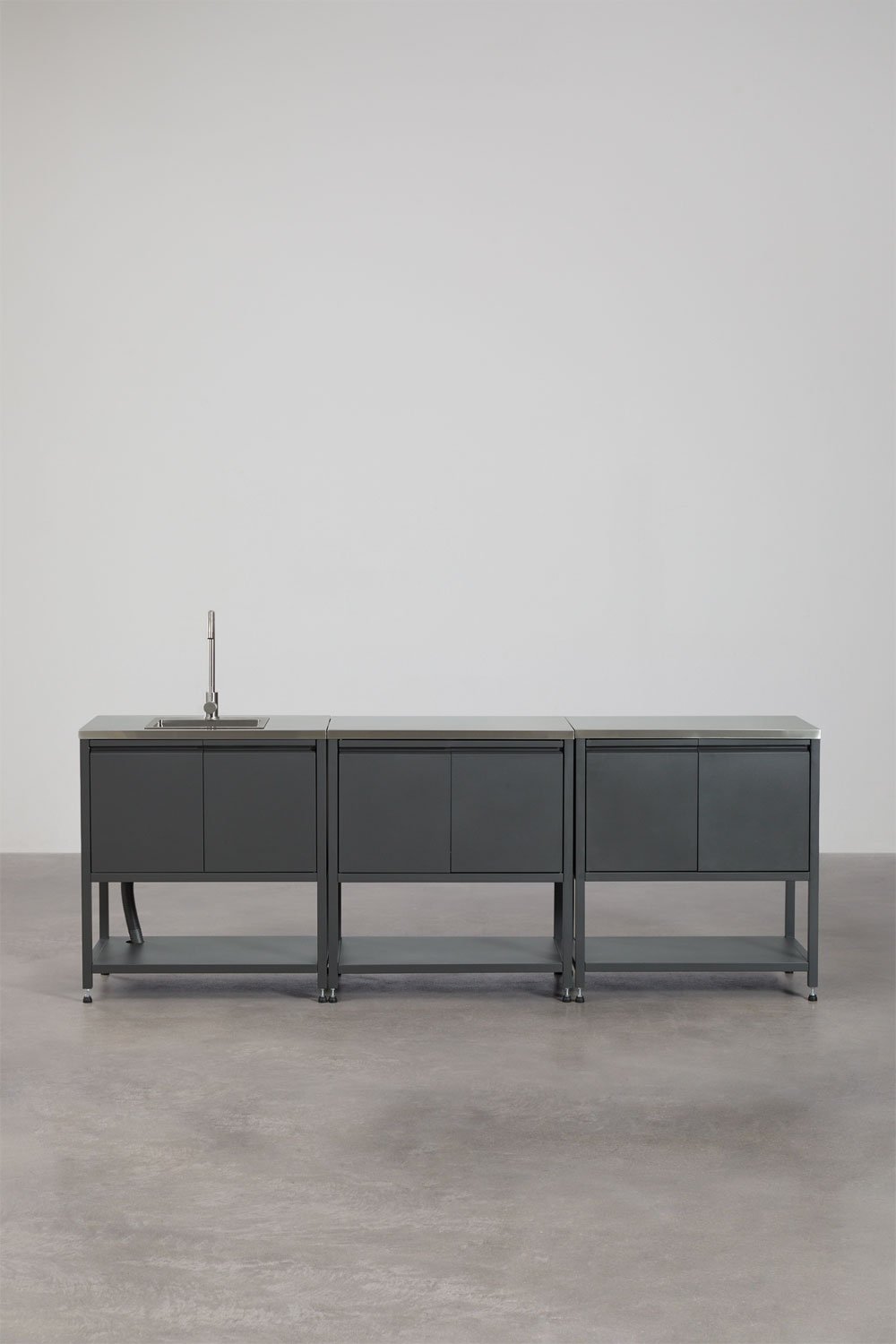 3-piece outdoor modular kitchen with sink and steel storage Savona, gallery image 4