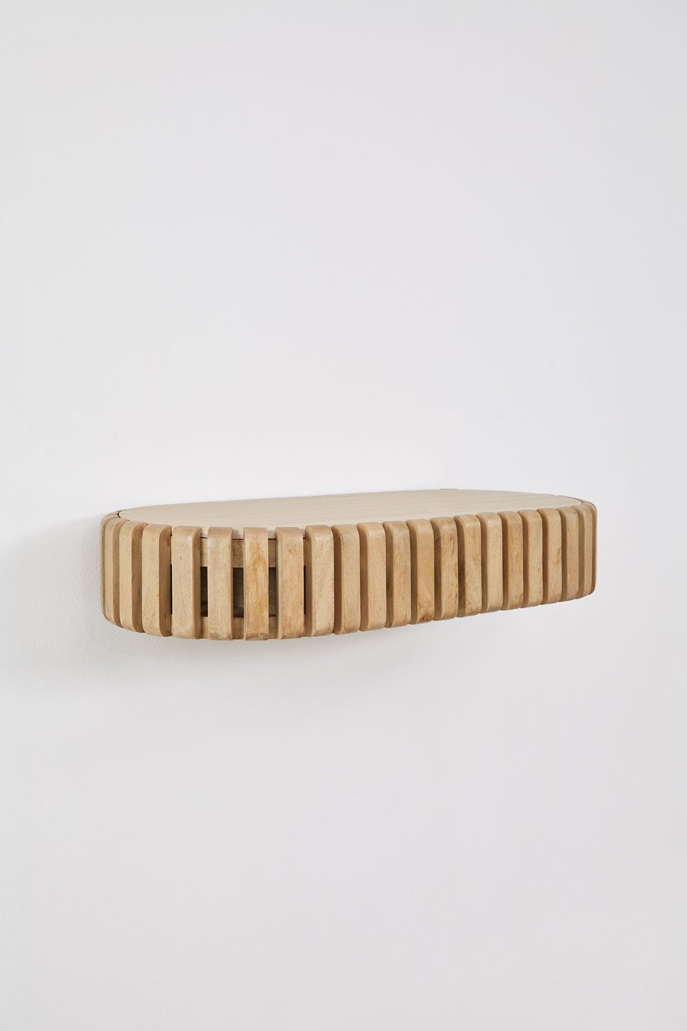 Wall-mounted hallway console 90x40 cm in mango wood and natural stone Bytum, gallery image 3