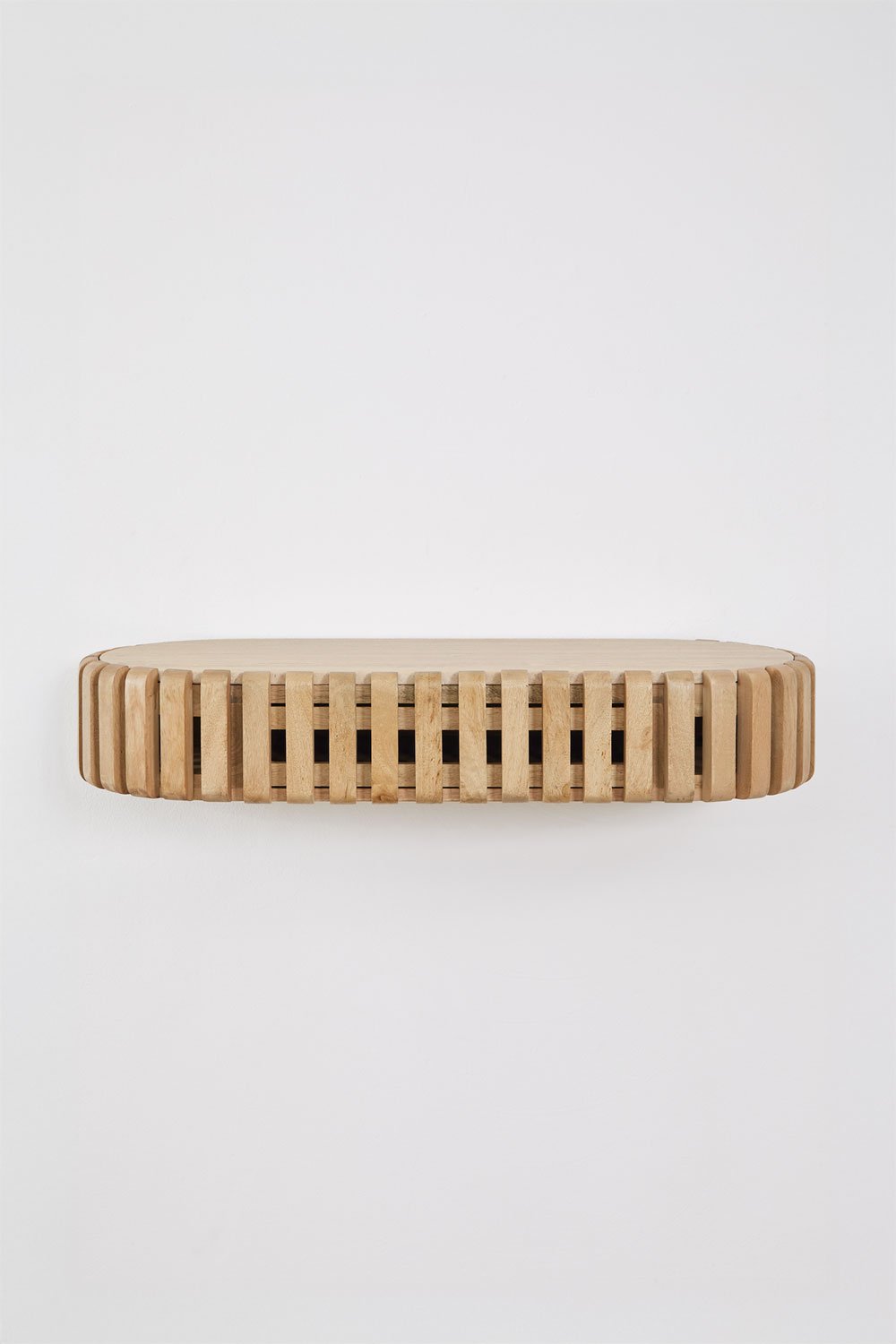 Wall-mounted hallway console 90x40 cm in mango wood and natural stone Bytum, gallery image 4