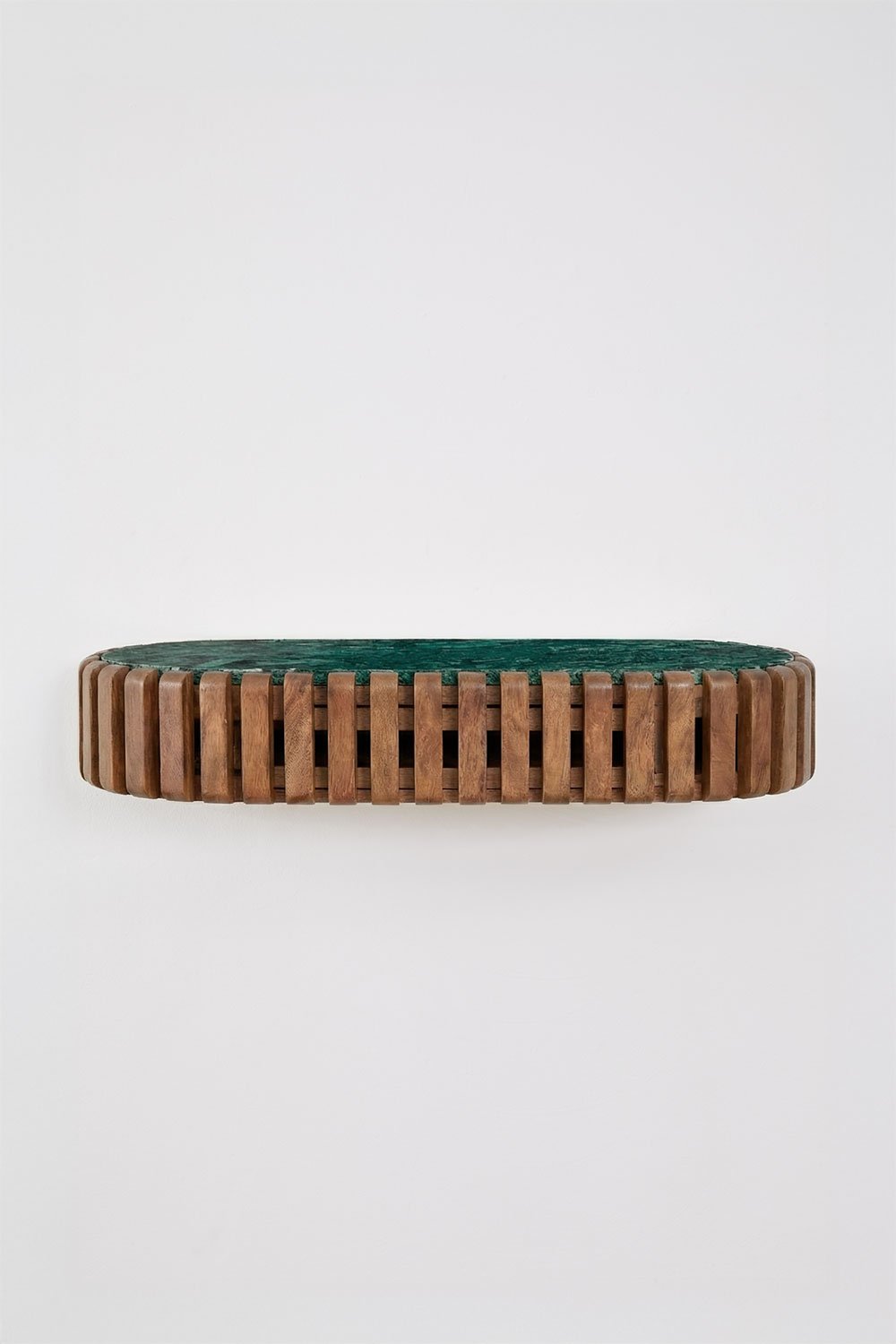 Wall-mounted hallway console 90x40 cm in mango wood and natural stone Bytum, gallery image 4