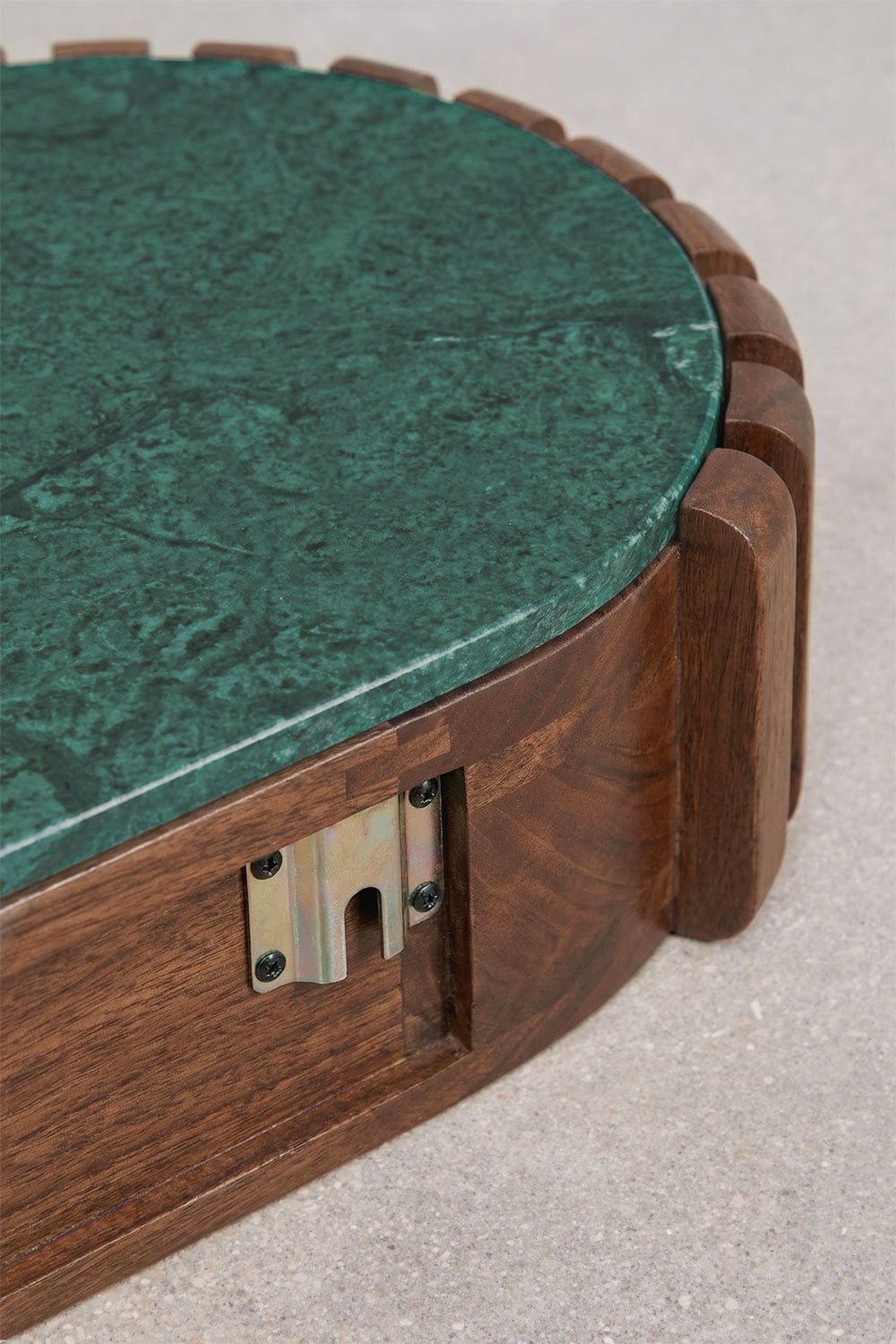 Wall-mounted hallway console 90x40 cm in mango wood and natural stone Bytum, gallery image 8