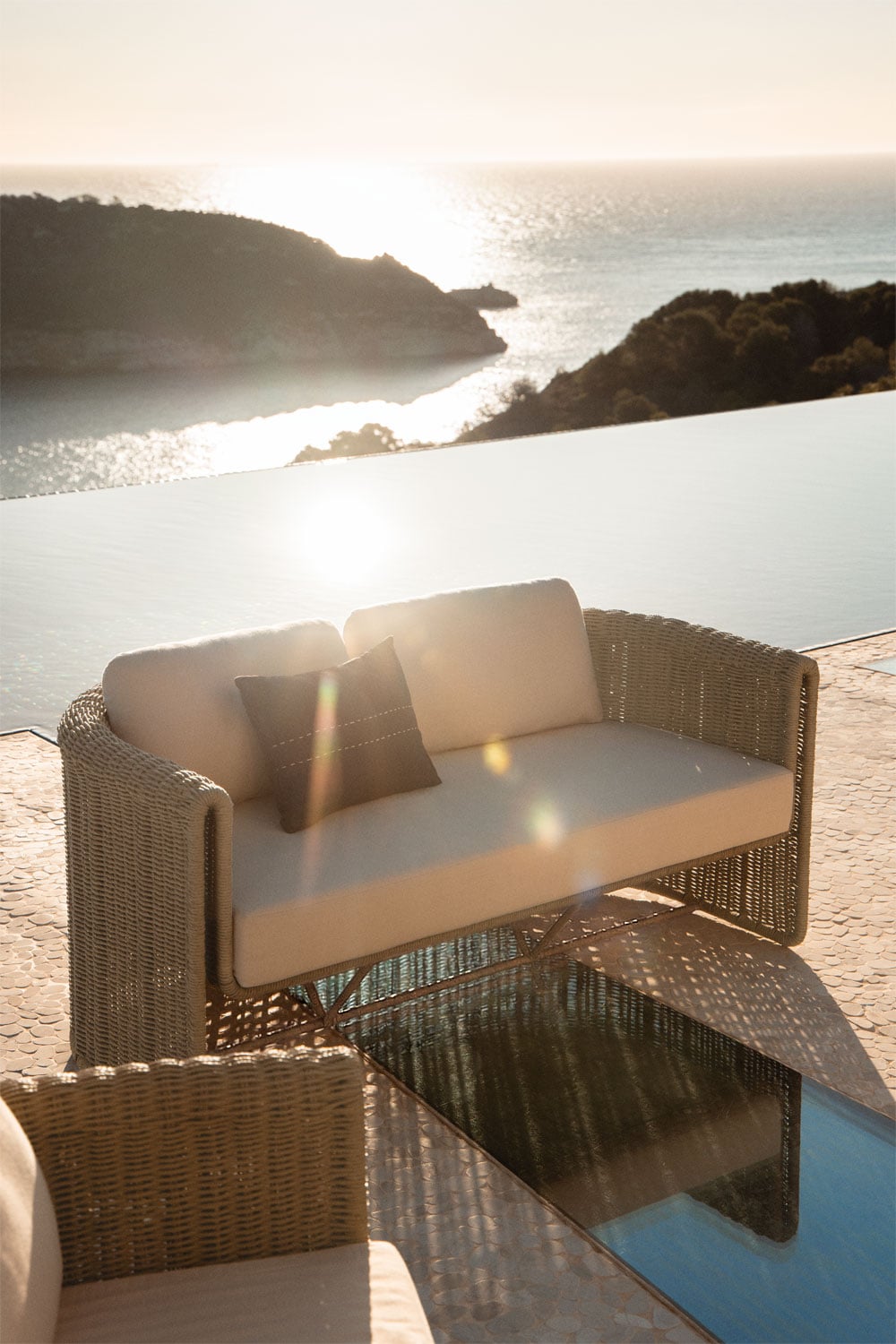 2-seater garden sofa in steel and synthetic wicker Lina, gallery image 1