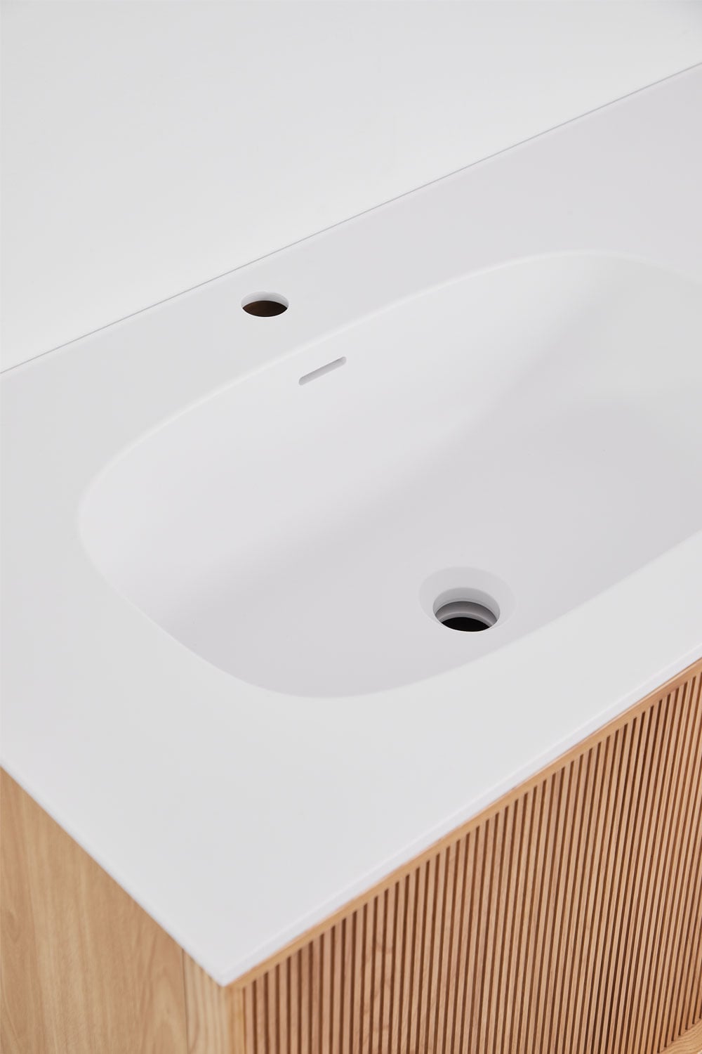 Suspended 120x50 cm wooden bathroom furniture set with integrated sink Endika, gallery image 3