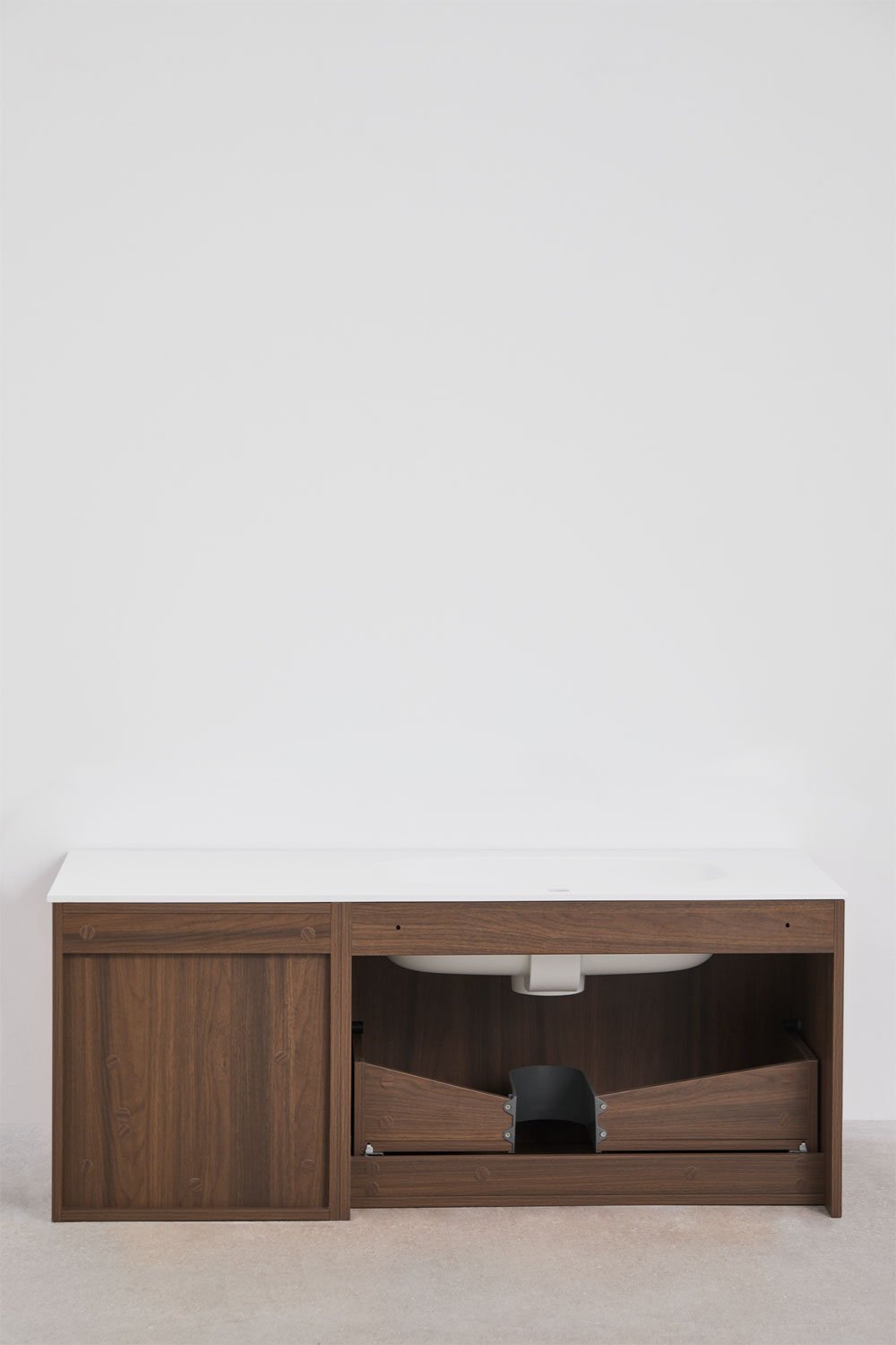 Suspended 120x50 cm wooden bathroom furniture set with integrated Endika sink, gallery image 7