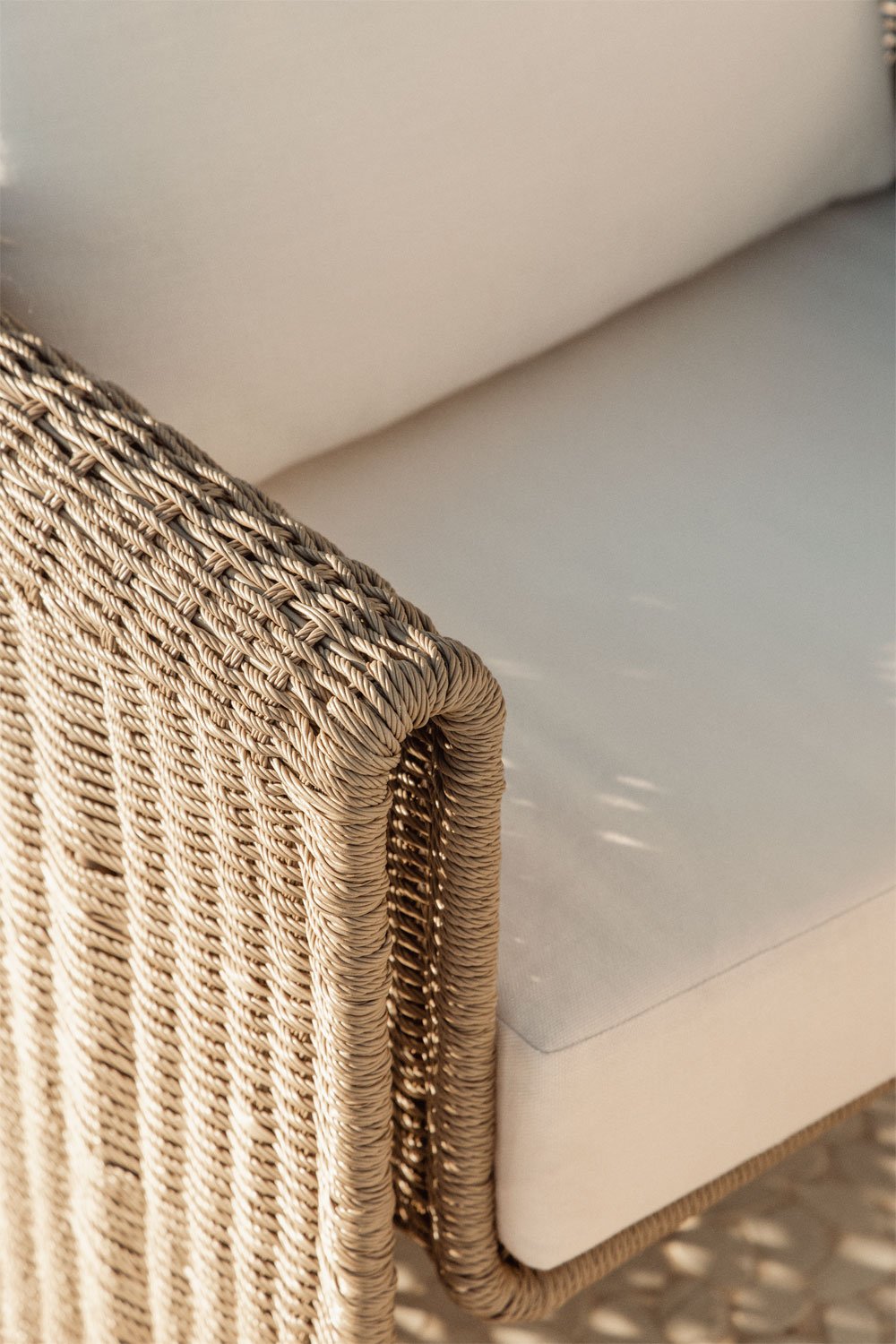 Lina garden set with 2 armchairs in steel and synthetic wicker and 2 Fonelas cement coffee tables, gallery image 2