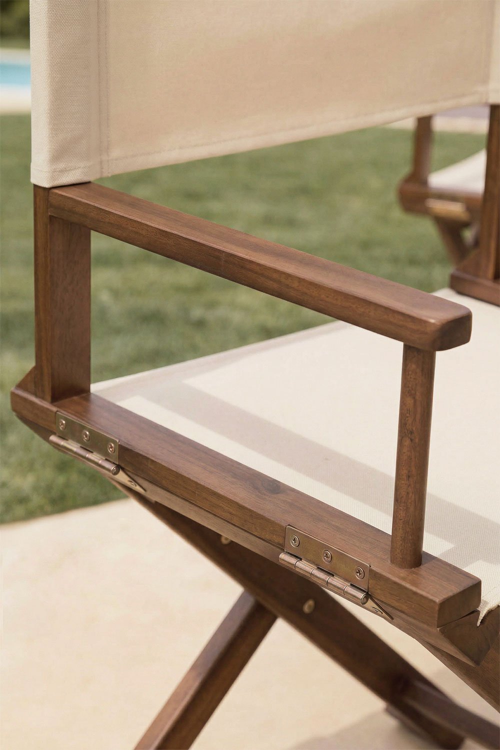 Pack of 4 Ridley Acacia Wood Folding Director Garden Chairs, gallery image 2