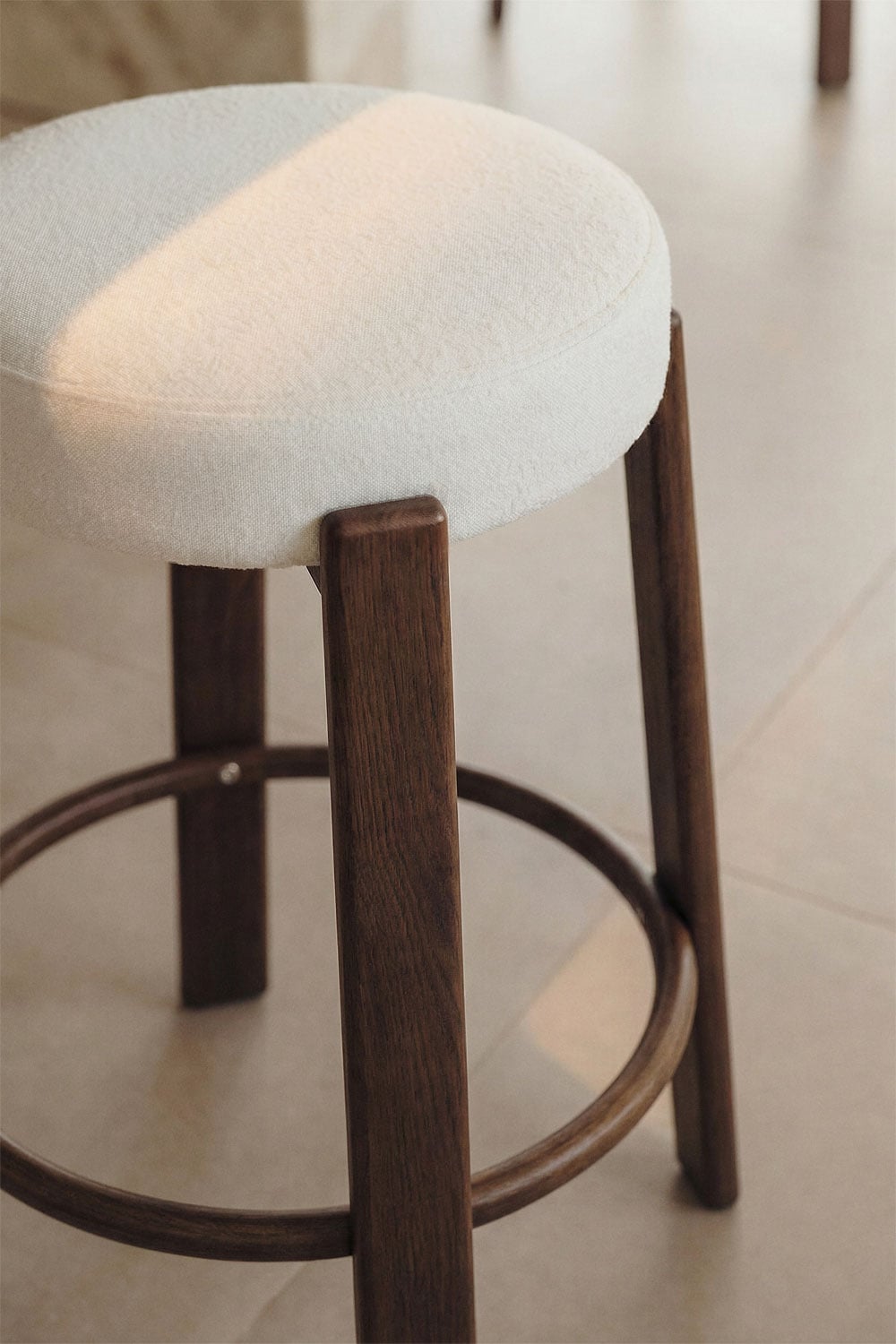 High stool in chenille fabric and iron Jolie, gallery image 2