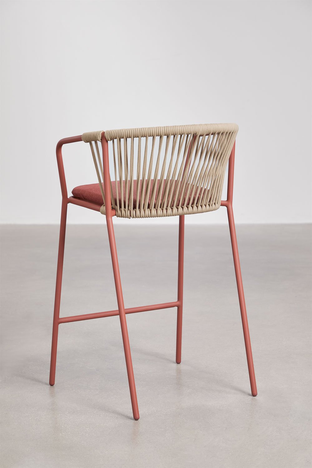 Oklahoma high garden stool in steel and braided rope, gallery image 3