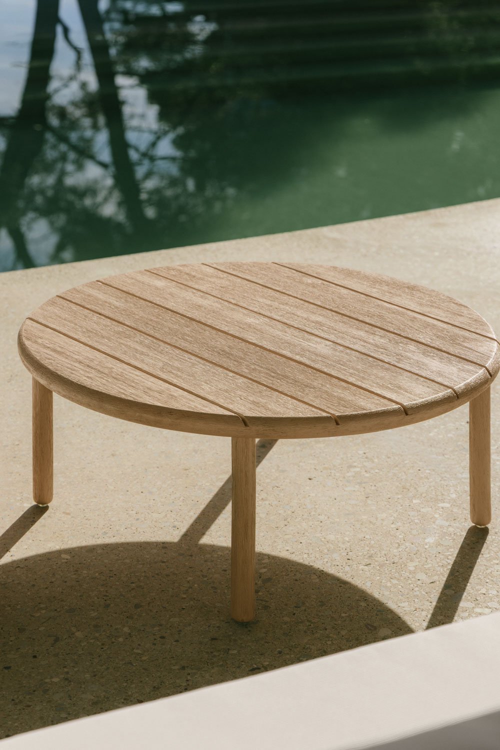 Olivia round acacia wood garden coffee table, gallery image 1