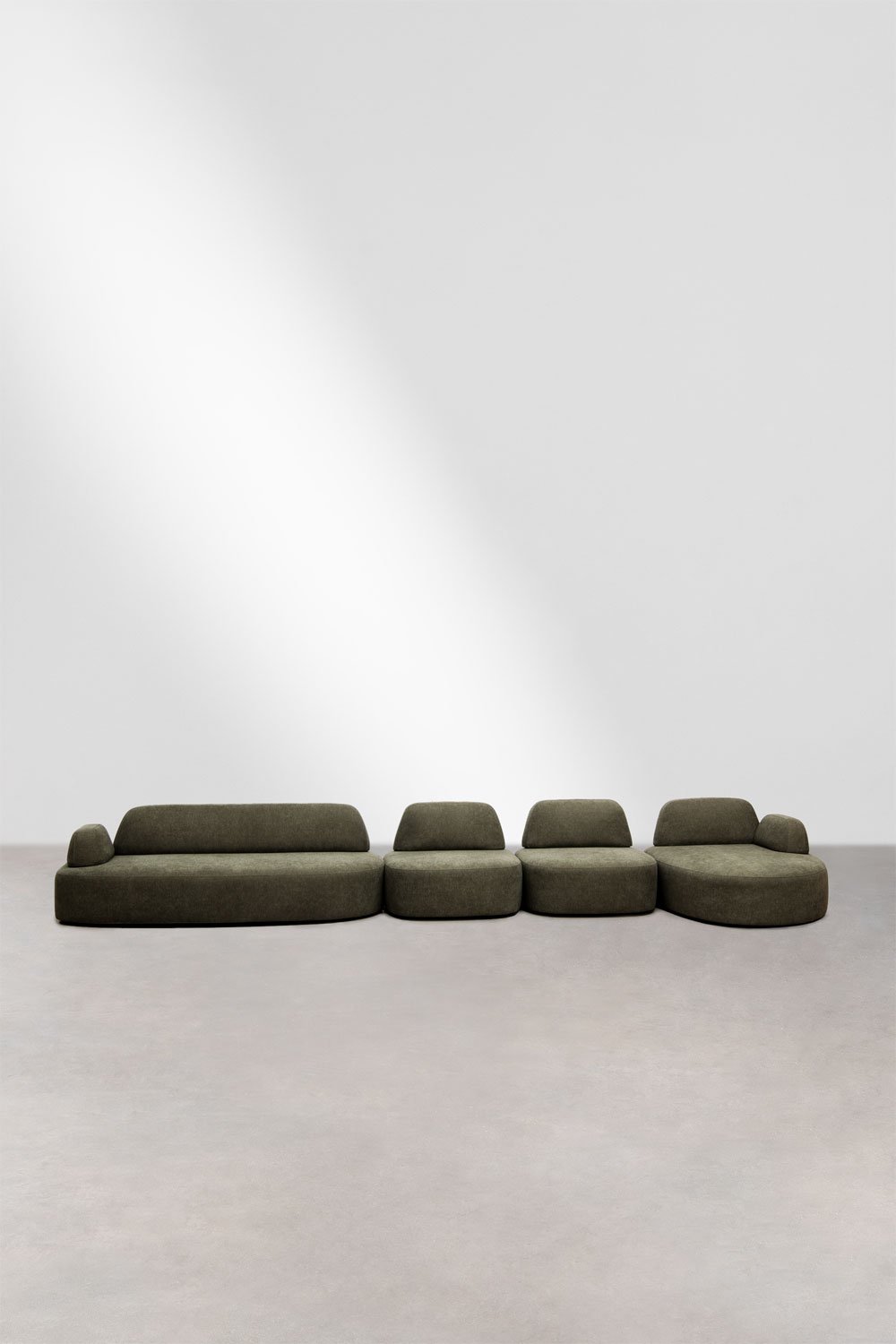 4-piece right modular chaise longue sofa with upholstered Giorgia corner module, gallery image 3