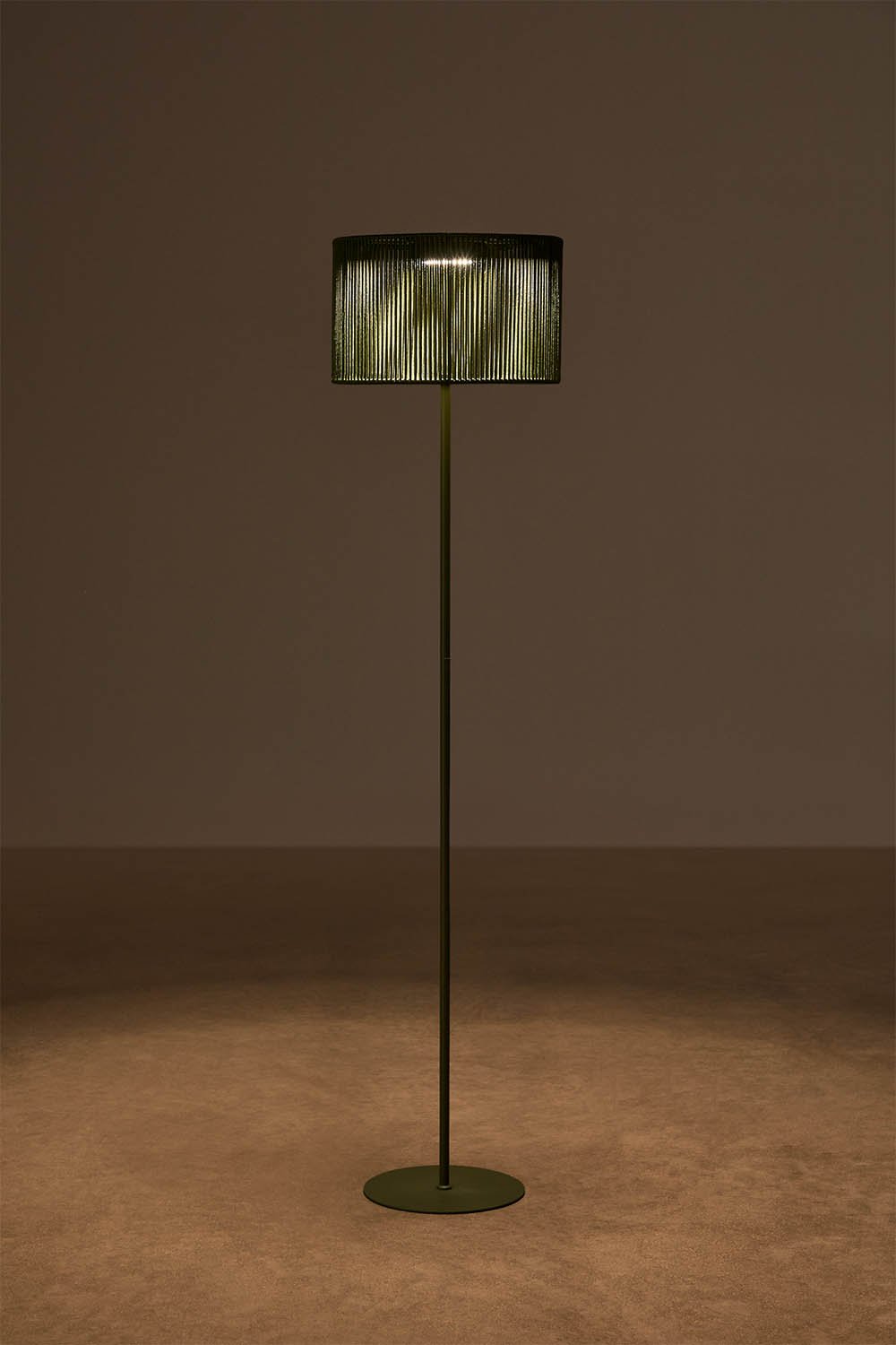 Wireless LED Solar Floor Lamp for Outdoor Use in Iron and Braided Rope Krabi, gallery image 3