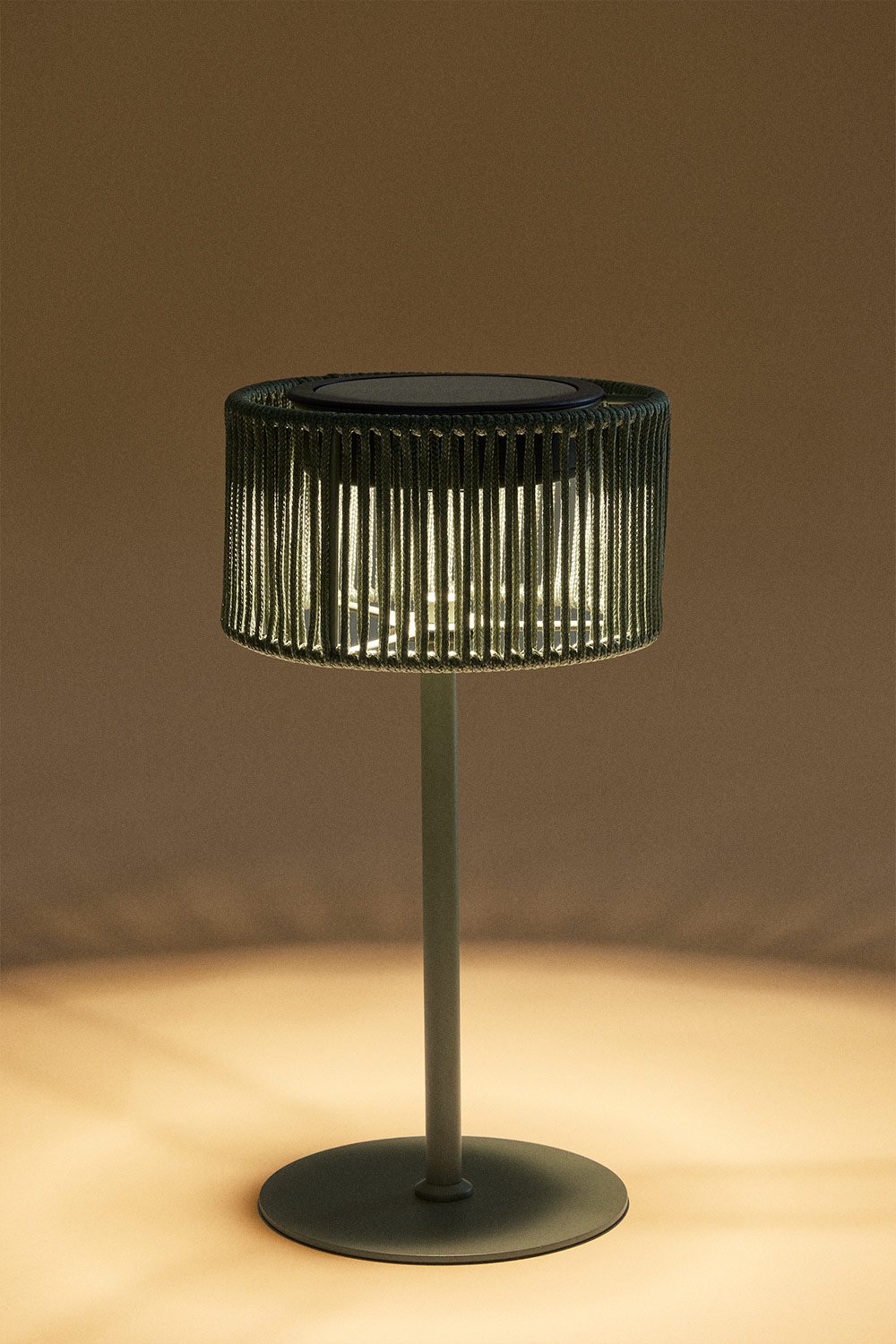 Wireless LED Solar Outdoor Table Lamp in Iron and Braided Rope Krabi, gallery image 3