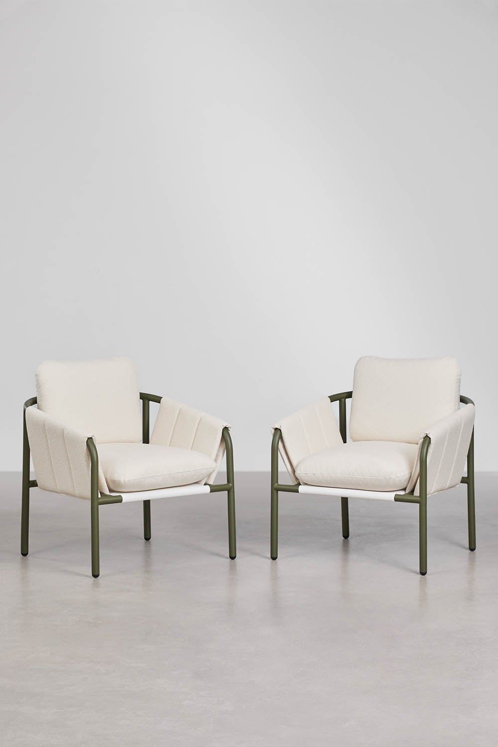 Pack of 2 upholstered garden armchairs in steel Zunika, gallery image 3