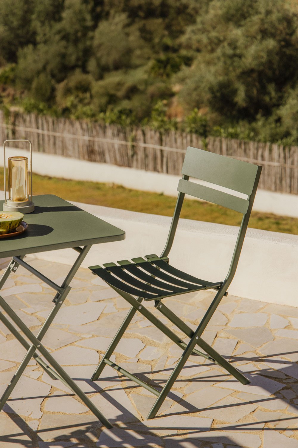 Pack of 2 folding garden chairs in Tamarit steel, gallery image 1