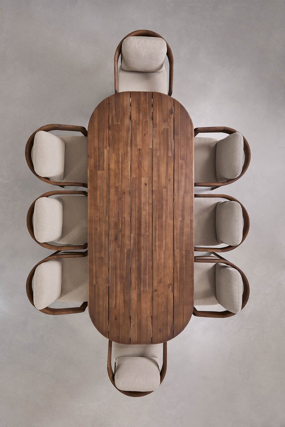 Oval 240x100 cm table set with 8 garden chairs in acacia wood Uleno, gallery image 11