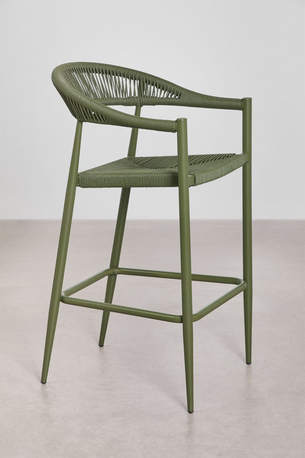 High stool 75 cm in aluminum and synthetic rattan Amatria, gallery image 2