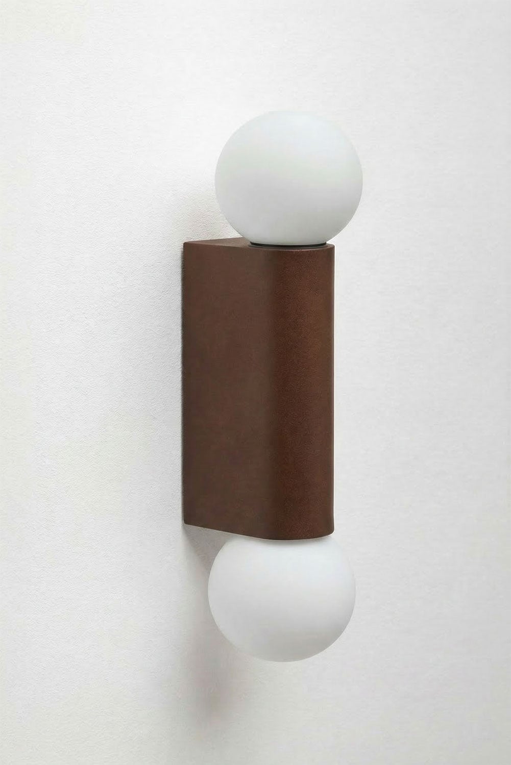 Outdoor wall sconce with 2 glass balls in aluminum Irvine, gallery image 1