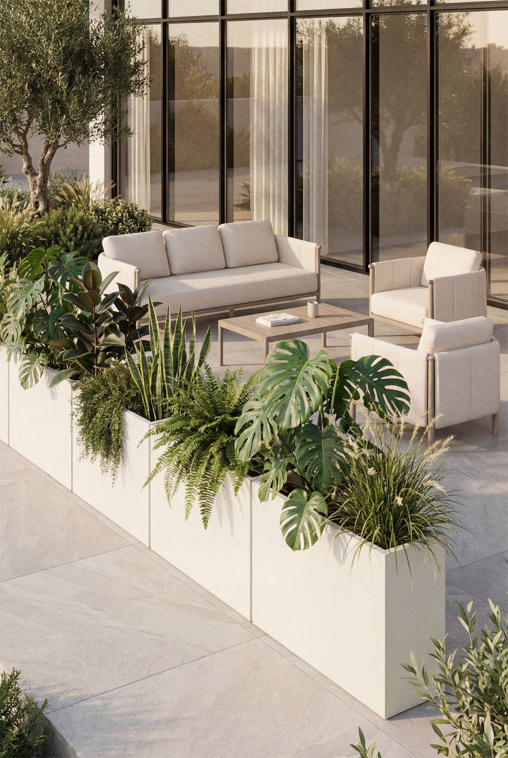 Rectangular outdoor cement planter Neyrua, gallery image 1