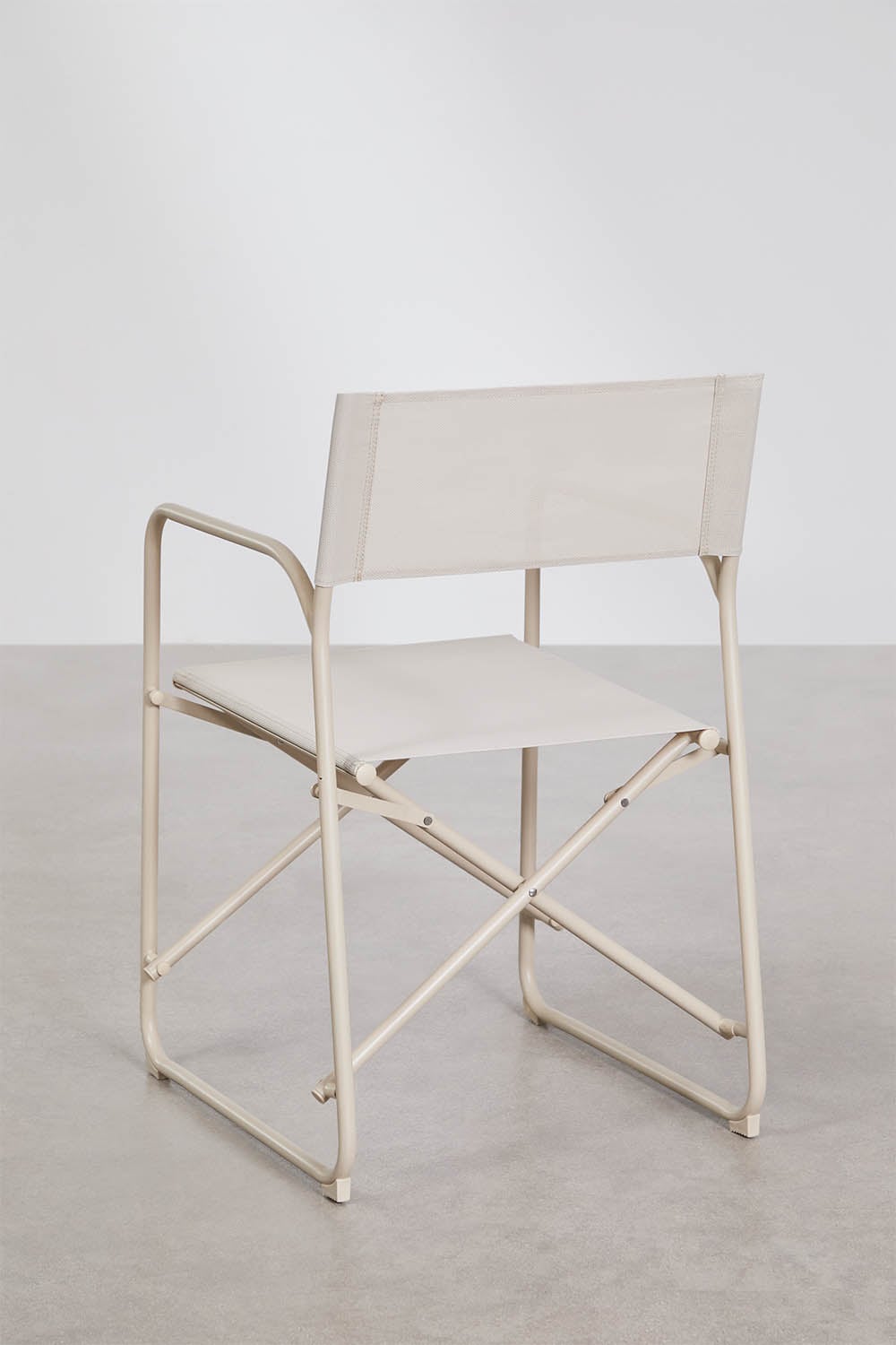 Rectangular table set 185x85 cm and 6 folding director chairs for garden in Melida steel, gallery image 8