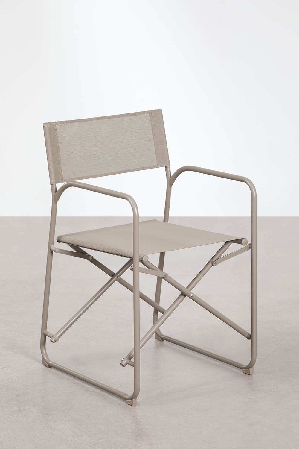 Rectangular table set 185x85 cm and 6 folding director chairs for garden in Melida steel, gallery image 8