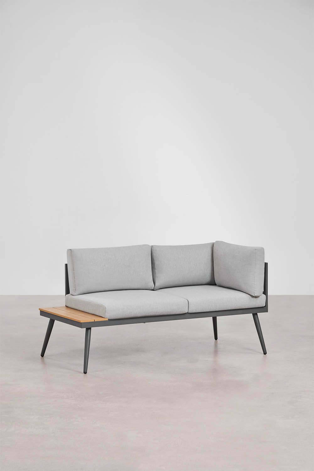 Nadi garden set with 4-seat corner sofa and aluminum and wood coffee table, gallery image 5