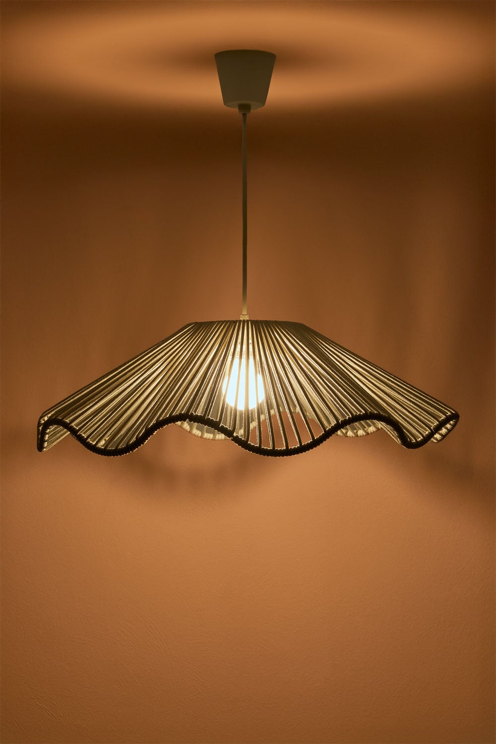 Kirinda hanging ceiling lamp in iron and braided rope, gallery image 2