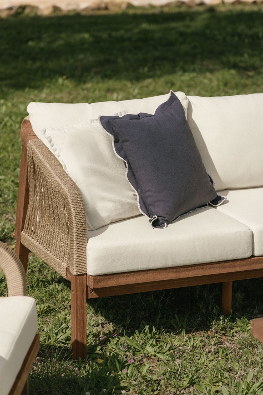 3-seater garden sofa in acacia wood Dubai, gallery image 2