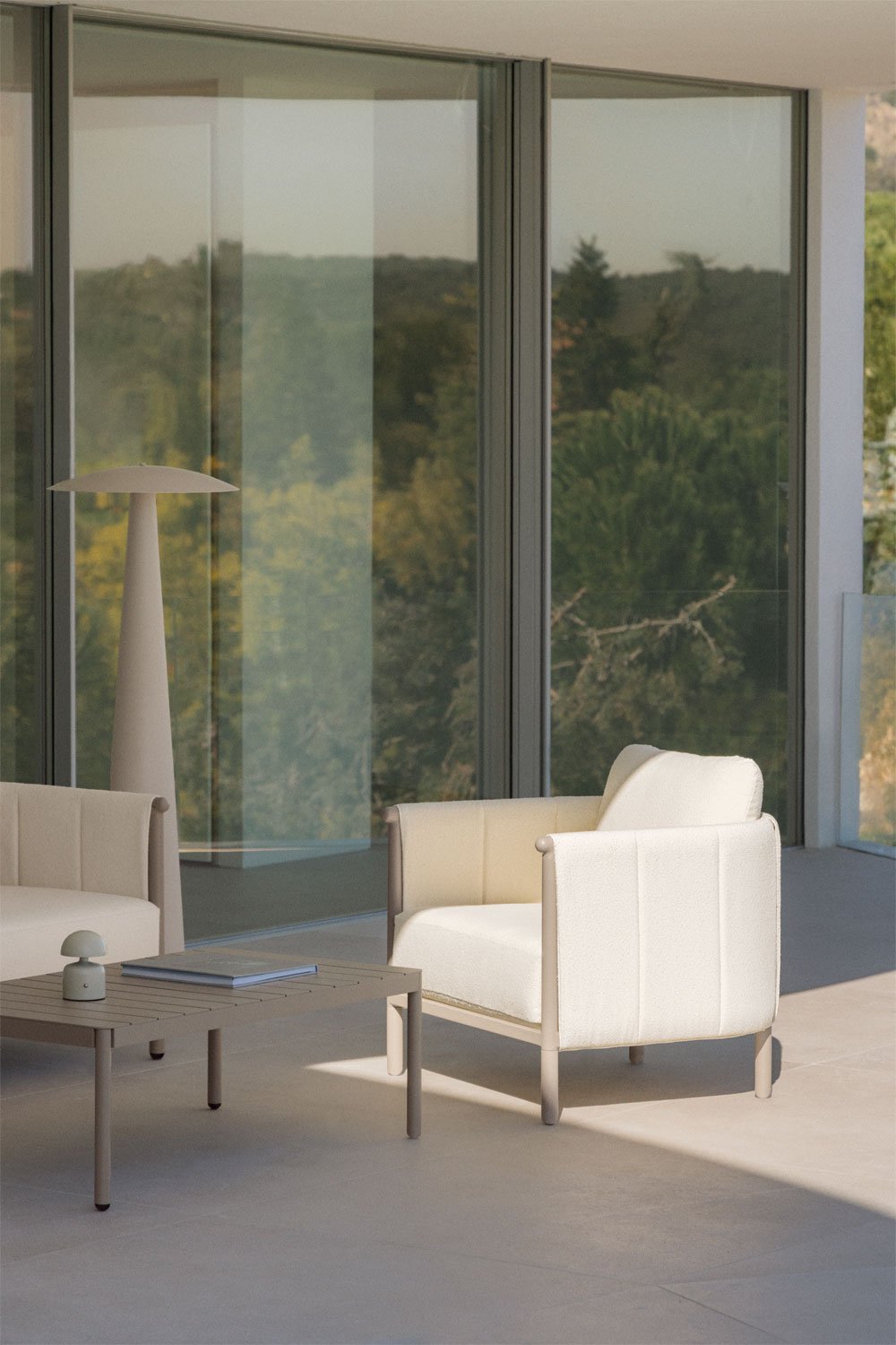 Boleni aluminum garden set with 3-seater sofa, 2 boucle armchairs, and coffee table, gallery image 2