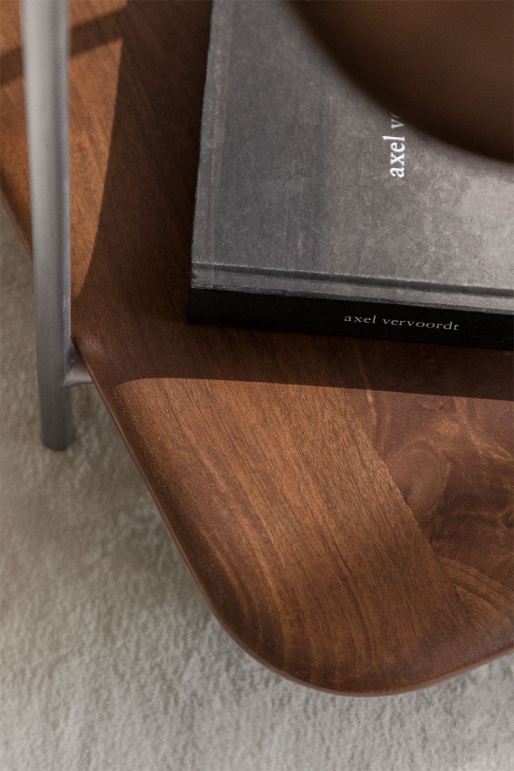 Vimara 45x45 cm side table in mango wood and stainless steel, gallery image 2