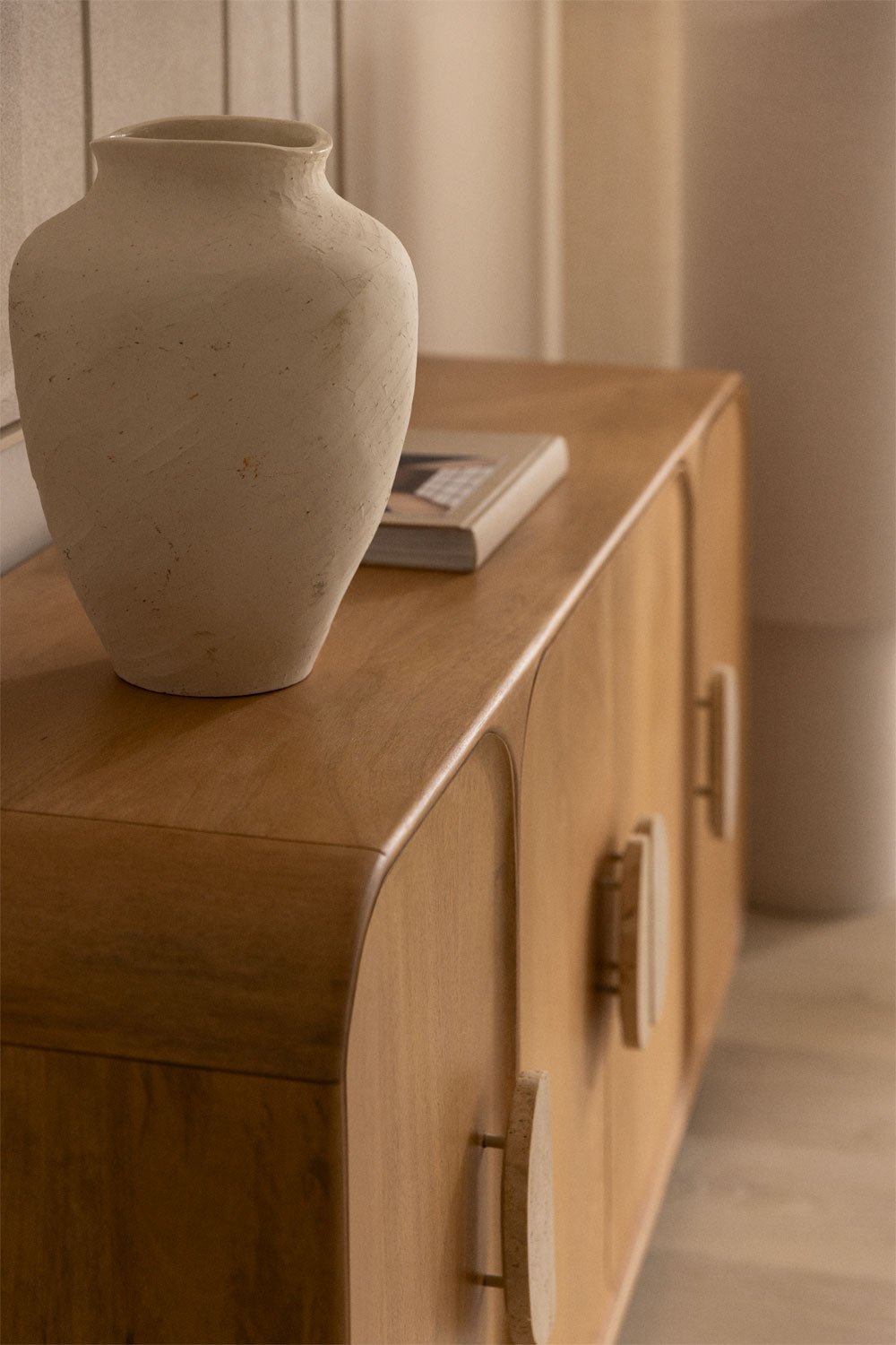 Sideboard 160x40 cm in mango wood and Kivalina travertine, gallery image 2