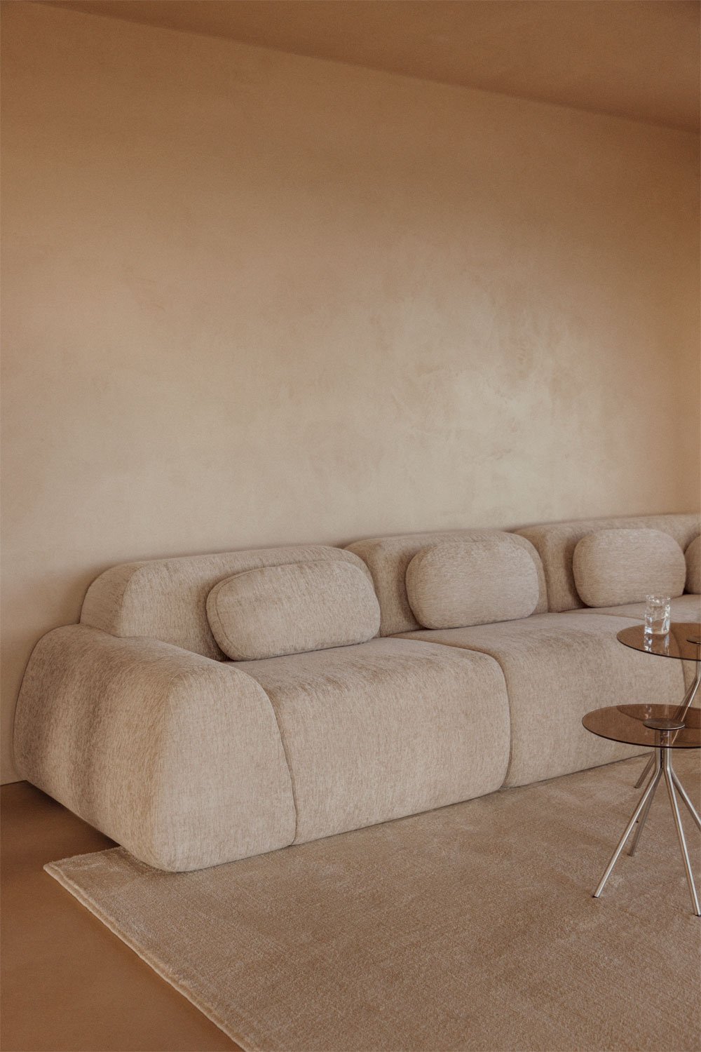 Left corner module with armrest for modular sofa in vacuum-packed chenille Merida, gallery image 9